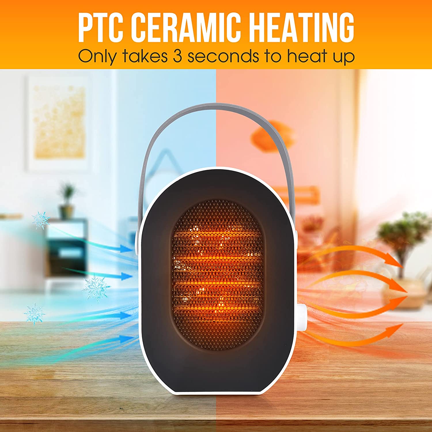 2025 New Hot Selling Portable Room Electric Fan Heater Plug in Electric Mini Fan Heater Space Heaters for Winter